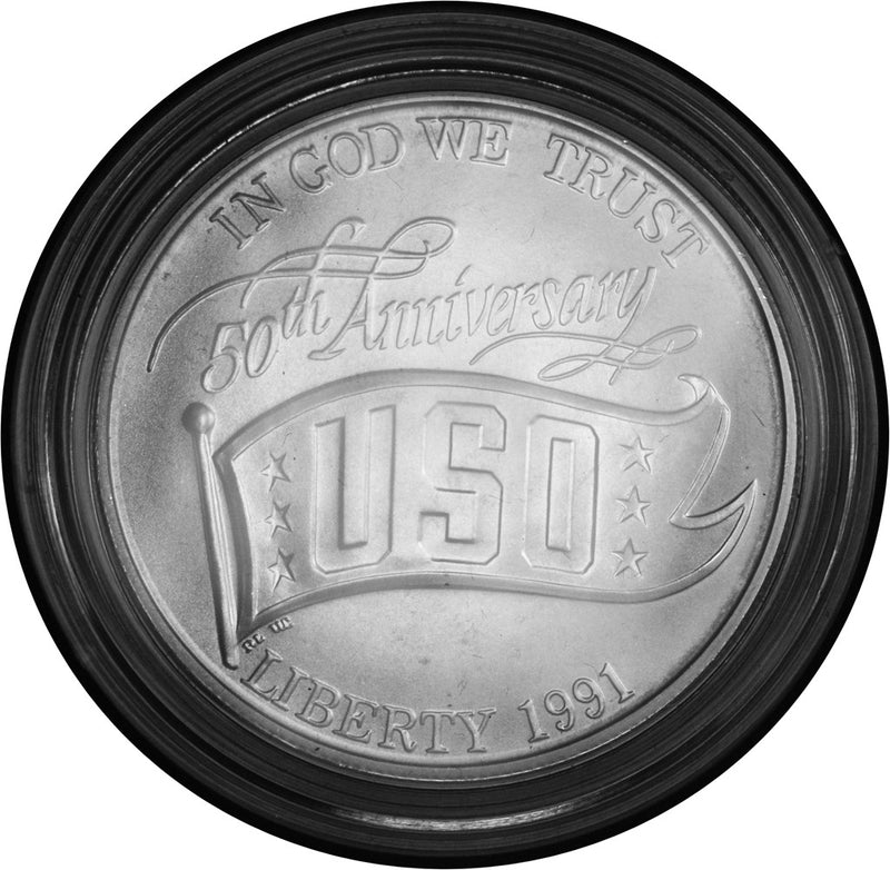 1991-D U.S.O. Silver Dollar . . . . Gem BU in original U.S. Mint Capsule
