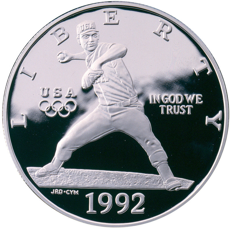 1992-S Olympic Baseball Silver Dollar . . . . Gem Brilliant Proof in original U.S. Mint Capsule