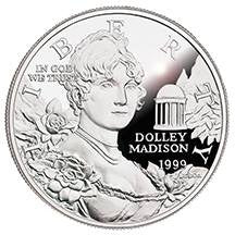 1999-P Dolley Madison Silver Dollar . . . . Gem Brilliant Proof in original U.S. Mint Capsule