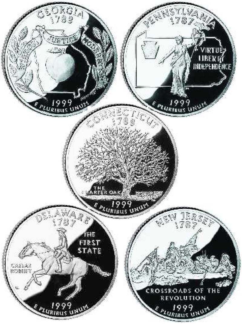 All 10 1999-P and D State Quarters . . . . Choice BU