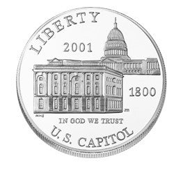 2001-P U.S. Capitol Visitors Center Silver Dollar . . . . Gem BU in original U.S. Mint Capsule