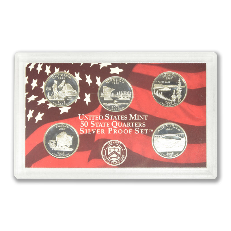 2005-S Silver State Quarters 5-coin Proof Set . . . . Superb Proof Silver