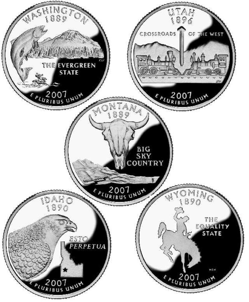 All 10 2007-P and D State Quarters . . . . Choice BU