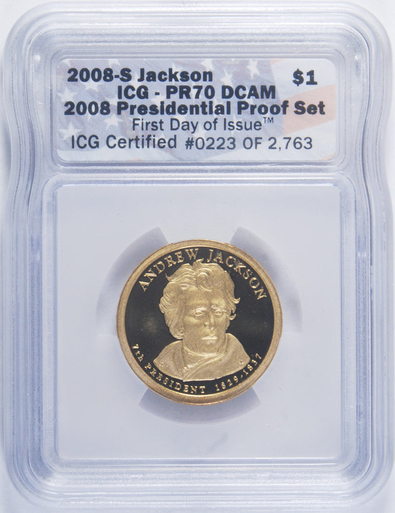 2008-S Jackson Presidential Dollar . . . . ICG PR-70 Deep Cameo