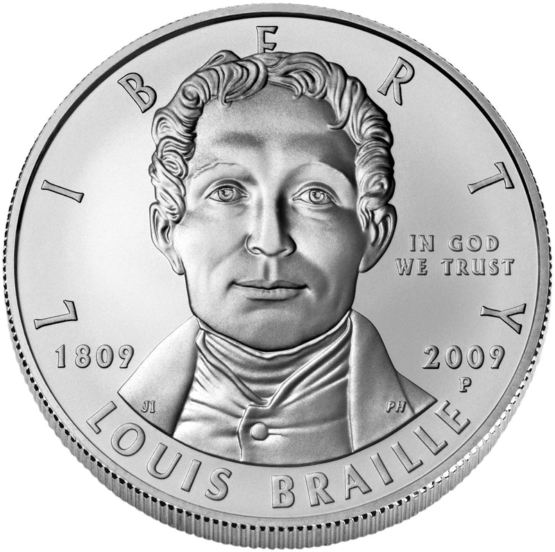 2009-P Louis Braille Bicentennial Silver Dollar . . . . Gem BU in original U.S. Mint Capsule
