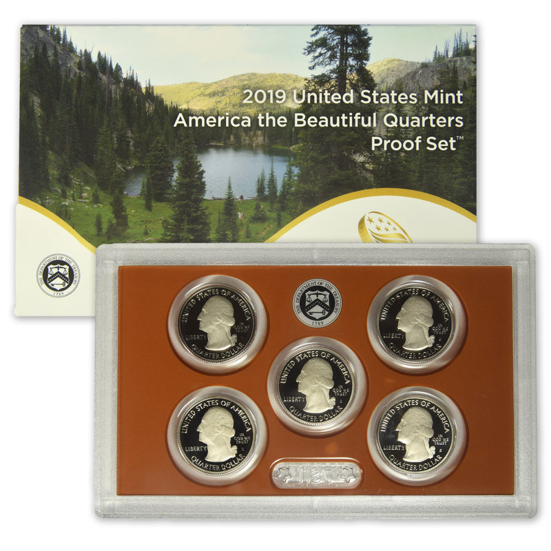 2019-S America the Beautiful Quarter 5-coin Proof Set . . . . Superb Brilliant Proof