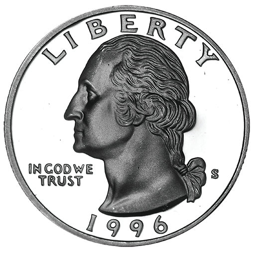 1996-S Silver Washington Quarter . . . .Gem Brilliant Proof Silver
