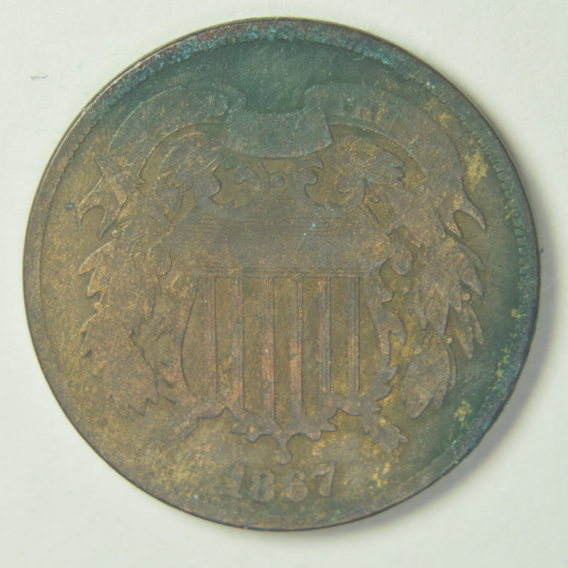 1867 Two Cent Piece . . . . Fine hits