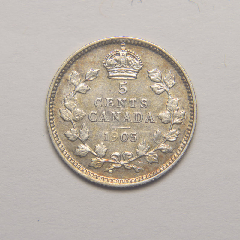 1905 Canadian 5 Cents . . . . Choice About Uncirculated
