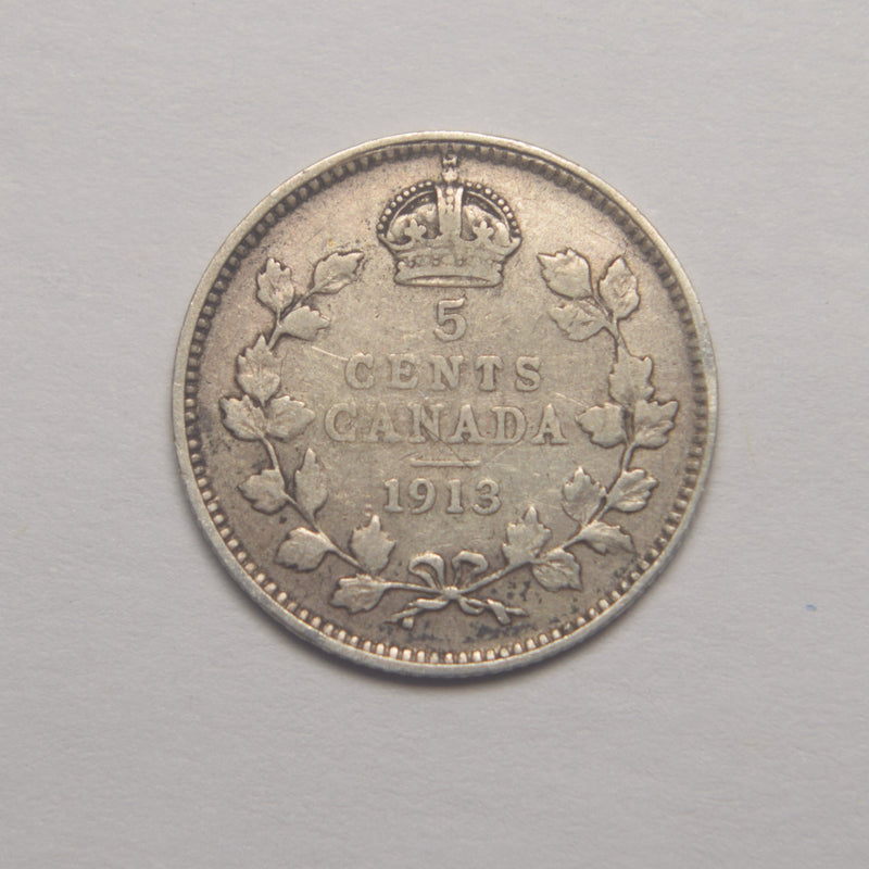 1913 Canadian 5 Cents . . . . Very Fine