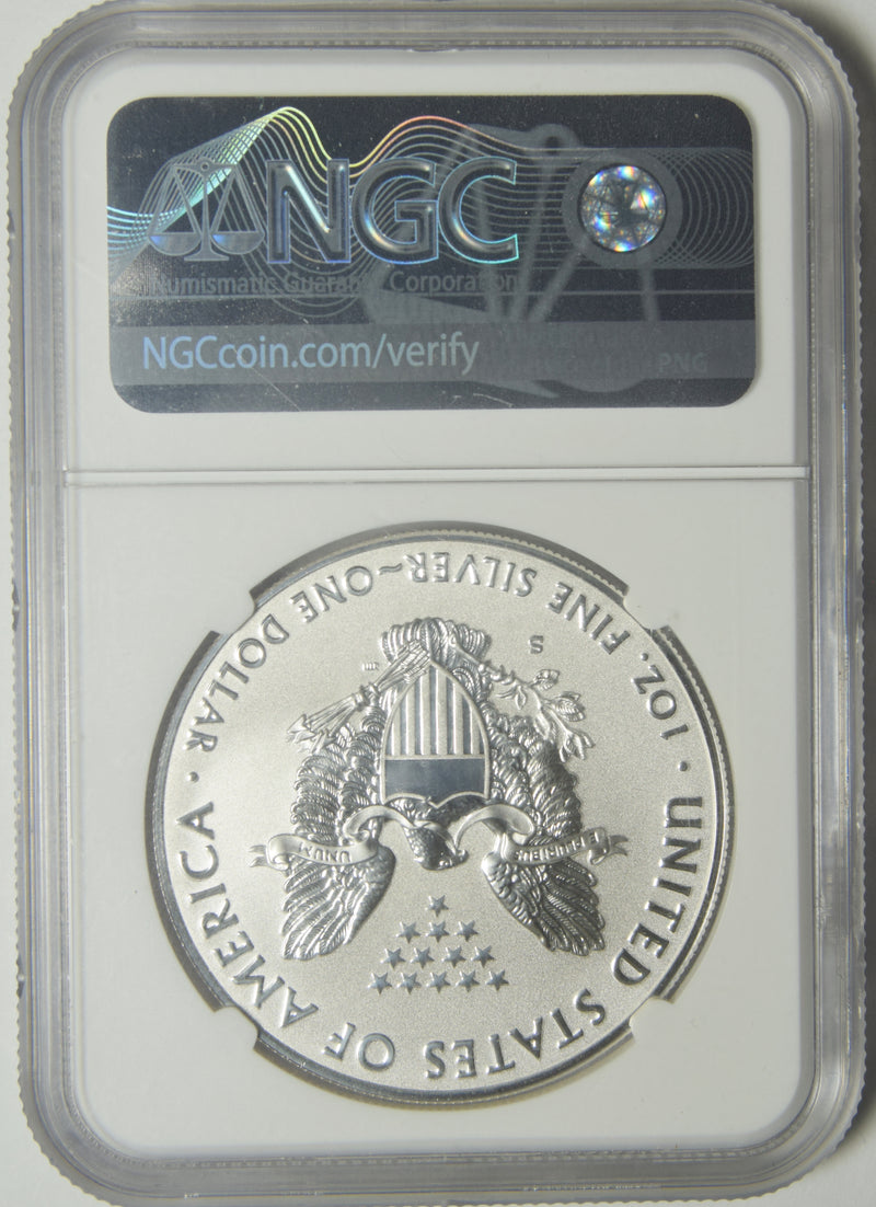 2019-S Silver Eagle . . . . NGC Enhanced Reverse PF-69 First Day of Issue COA No. 08166
