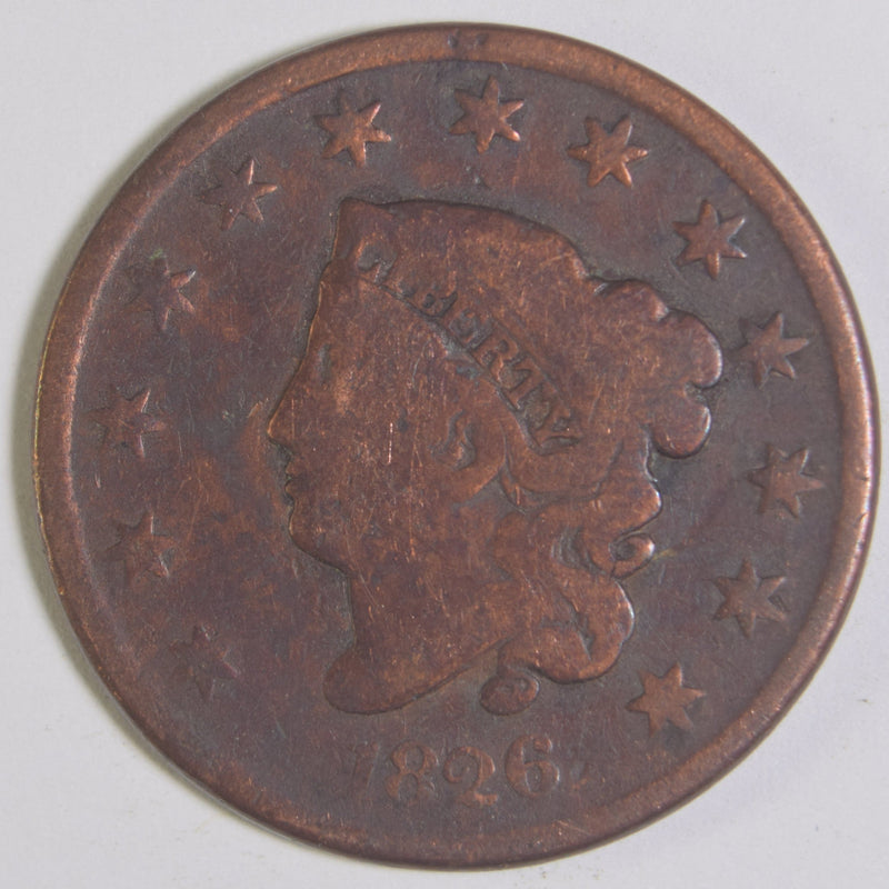 1826 Coronet Head Large Cent . . . . Very Good