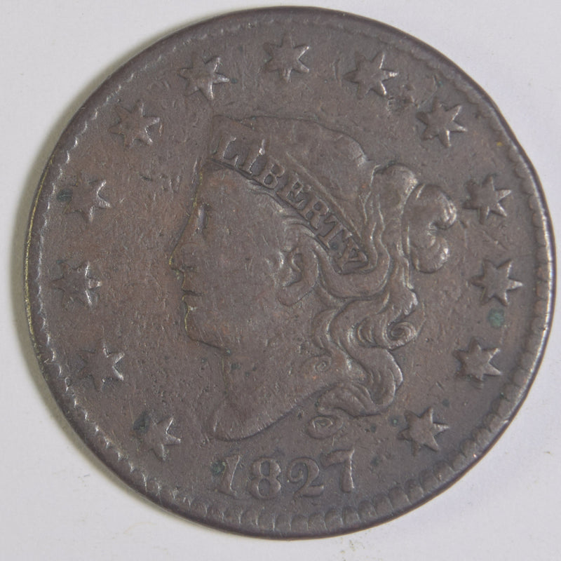 1827 Coronet Head Large Cent . . . . Very Fine