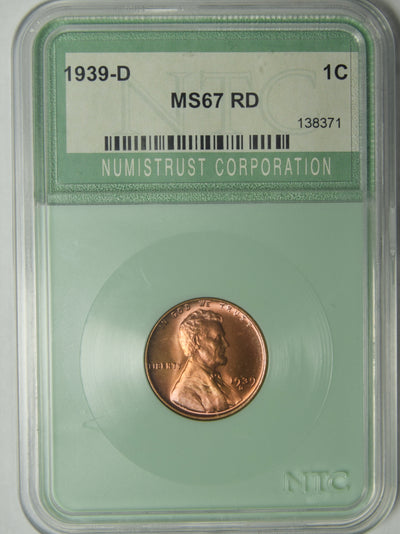 1939-D Lincoln Cent . . . . NTC MS-67 RD
