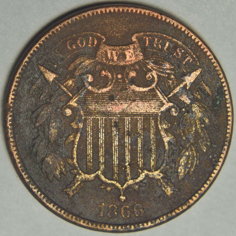 1866 Two Cent Piece . . . . VF surface issues