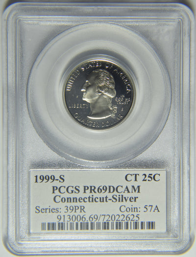 1999-S Connecticut State Quarter . . . . PCGS PF-69 DCAM Silver