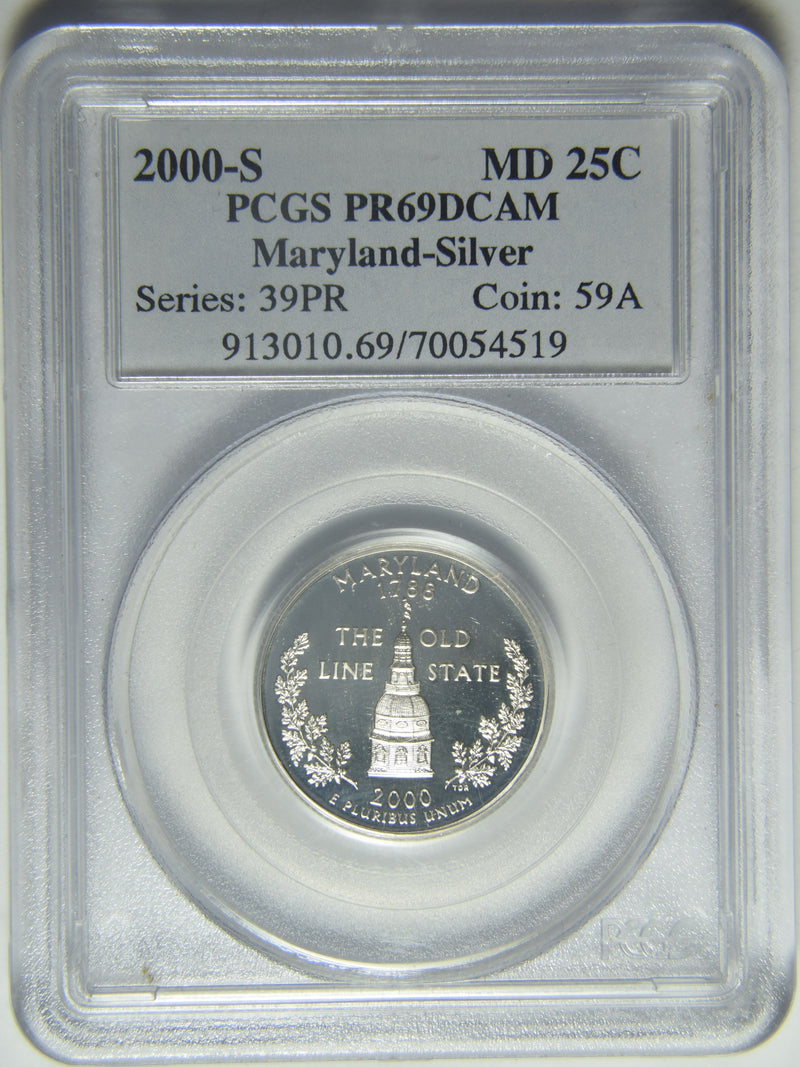 2000-S Maryland State Quarter . . . . PCGS PF-69 DCAM Silver