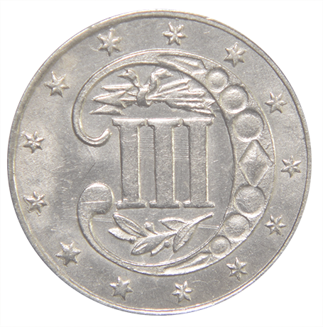 1861 Silver Three Cent Piece . . . . Gem Brilliant Uncirculated