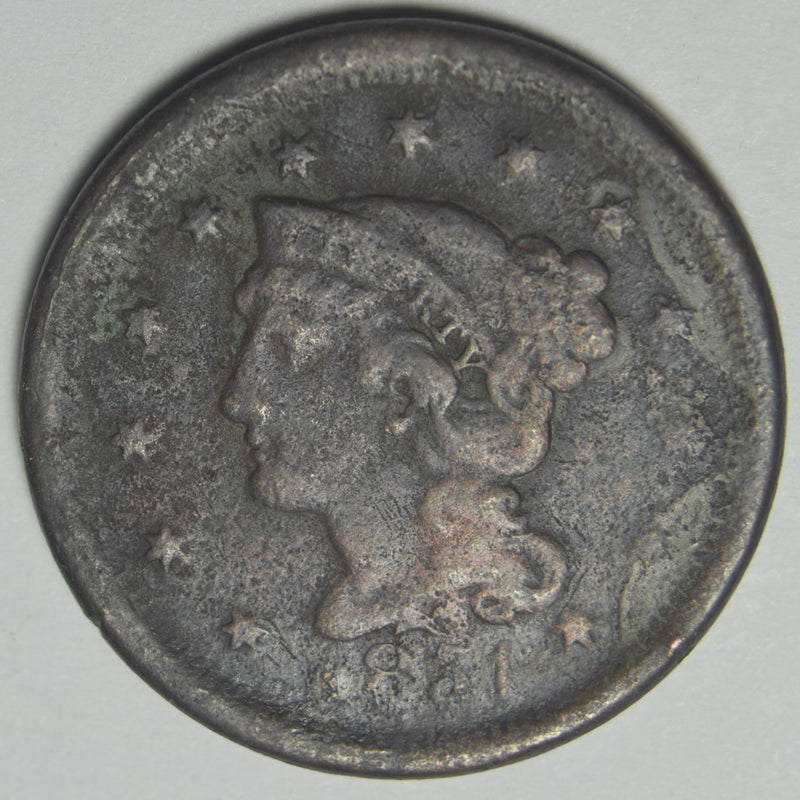 1851 Braided Hair Large Cent . . . . VG corroded