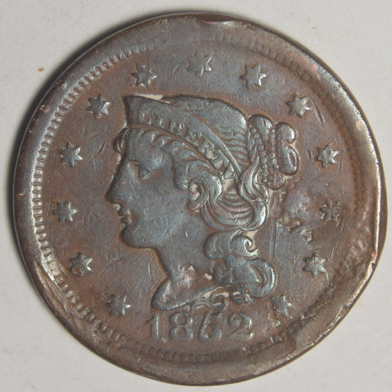 1852 Braided Hair Large Cent . . . . VF surface issues