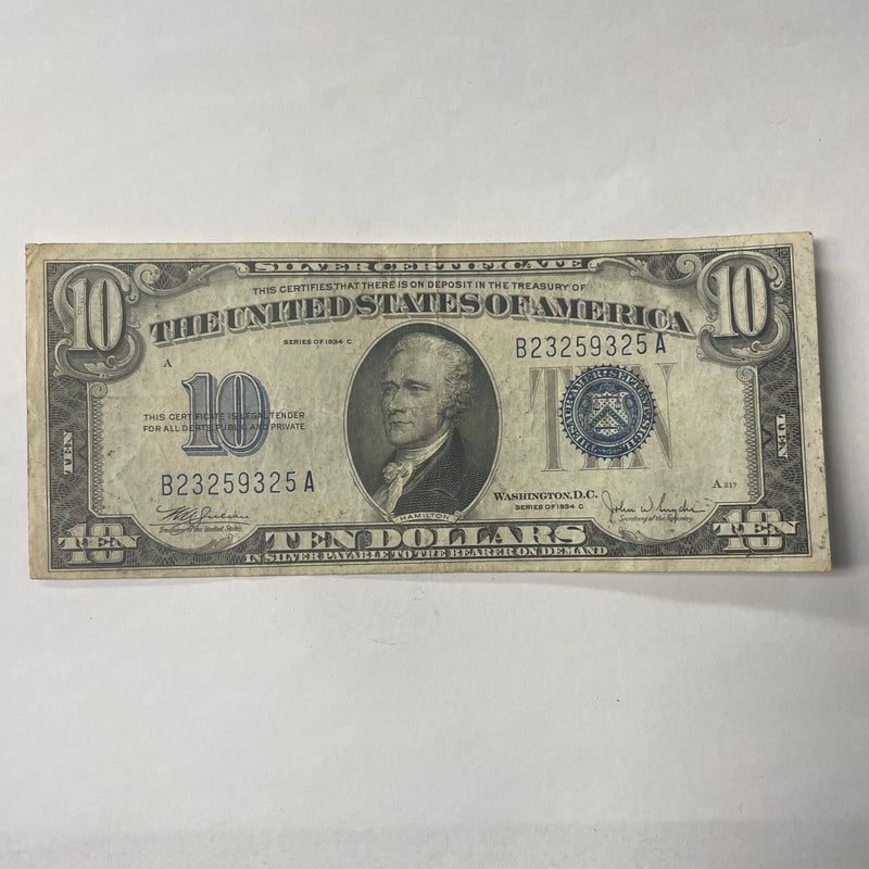 $10.00 1934 C Silver Certificate . . . . Extremely Fine