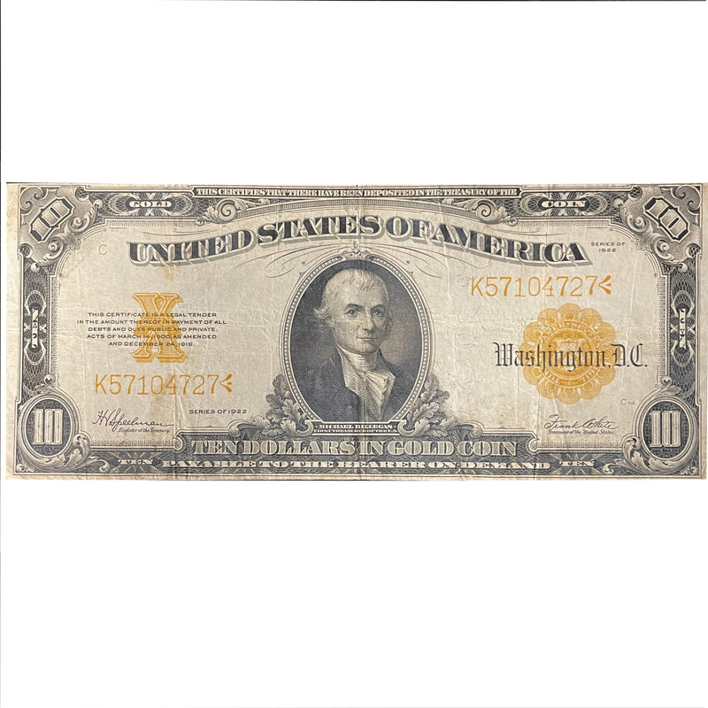 $10.00 1922 Gold Certificate Fr. 1173 . . . . Very Fine