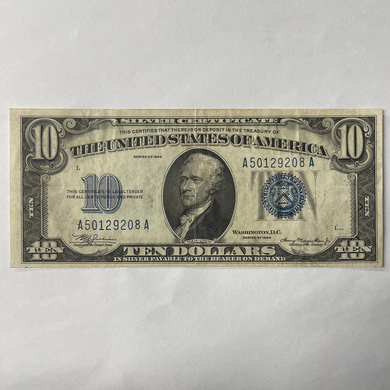 $10.00 1934 Silver Certificate . . . . Extremely Fine