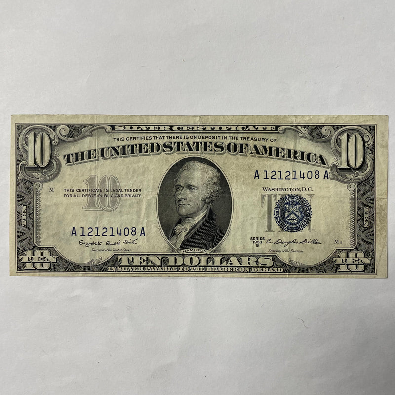 $10.00 1953 B Silver Certificate . . . . Extremely Fine