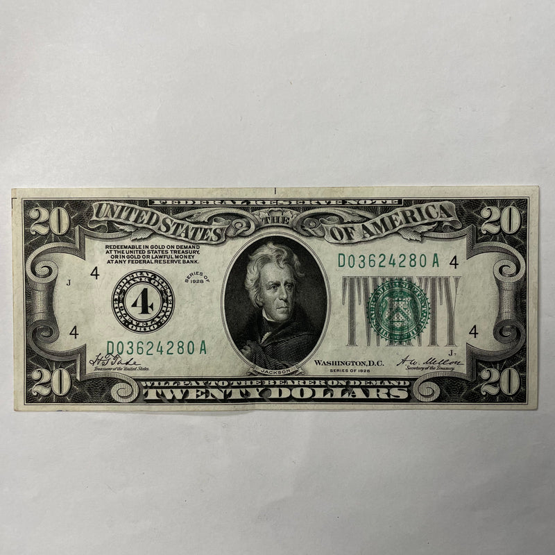 $20.00 1928 Federal Reserve Note . . . . Gem Crisp Uncirculated