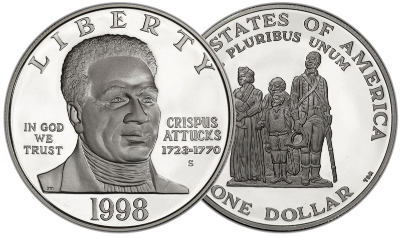 1998-S Black Revolutionary War Patriots Silver Dollar . . . . Gem Brilliant Proof in original U.S. Mint Capsule