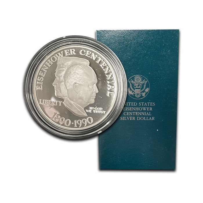 1990-P Eisenhower Centennial Silver Dollar . . . . Gem Brilliant Proof in original U.S. Mint Box