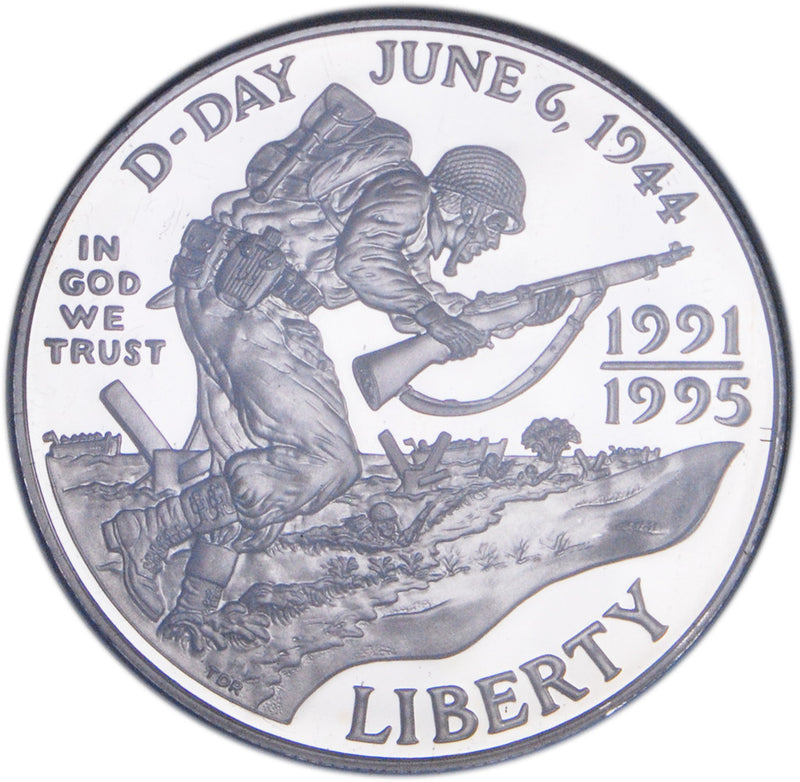 1991-1995-W WWII 50th Anniversary Silver Dollar . . . . Gem Brilliant Proof in original U.S. Mint Capsule