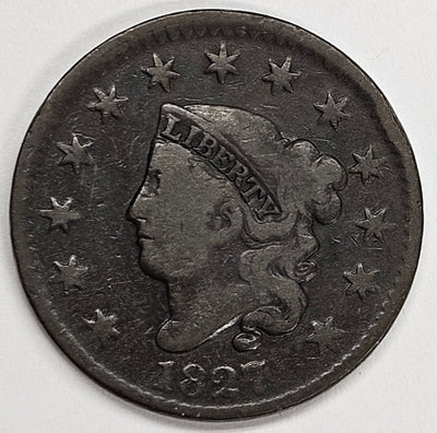 1827 Matron Head Large Cent Fine