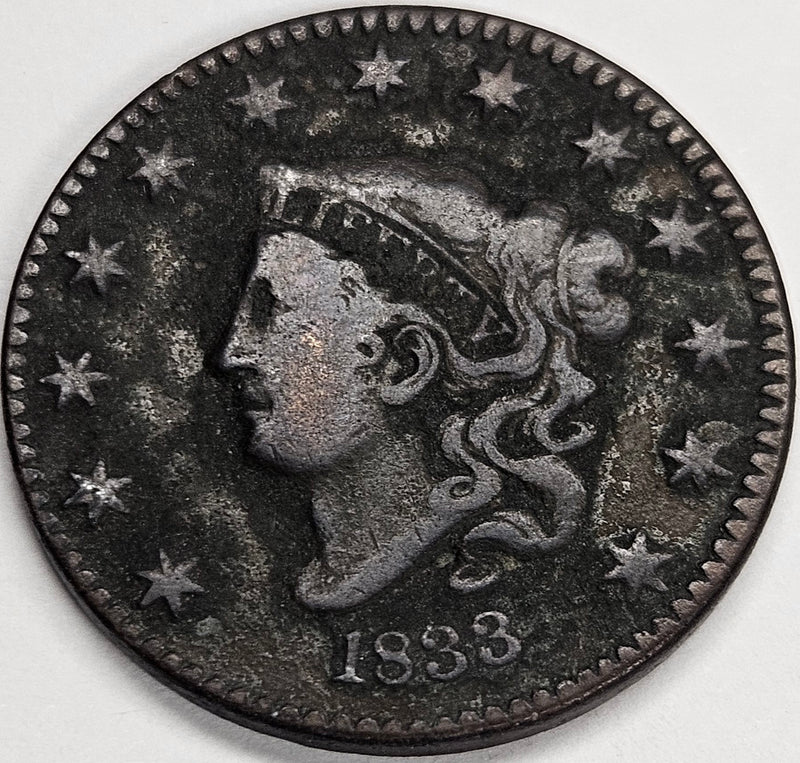 1833 Coronet Head Large Cent . . . . Fine