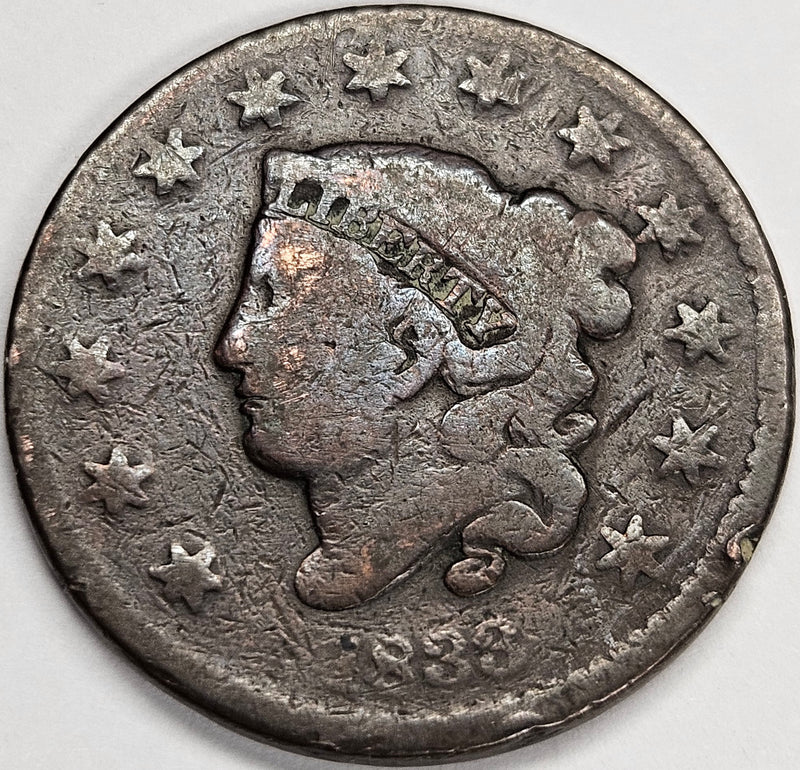 1833 Coronet Head Large Cent . . . . Very Good