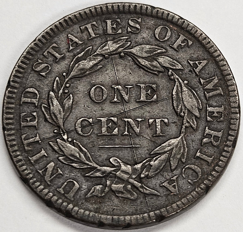 1835 Small 8 Small Stars Coronet Head Large Cent XF light scratches both sides