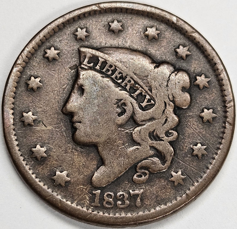 1837 Head of 1838 Coronet Head Large Cent . . . . Fine