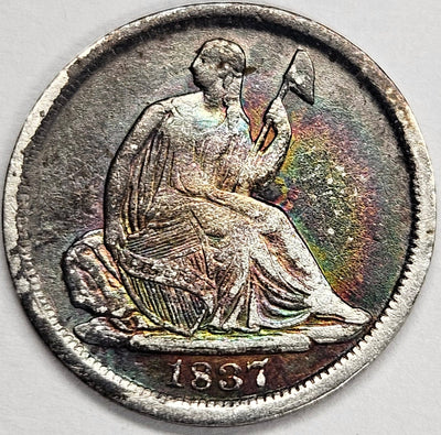 1837 Small Date Seated Liberty Half Dime Fine/VF