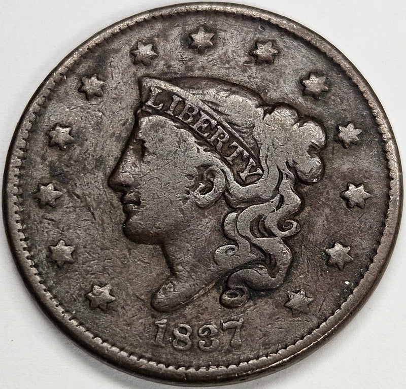 1837 Small Letters Coronet Head Large Cent . . . . Fine