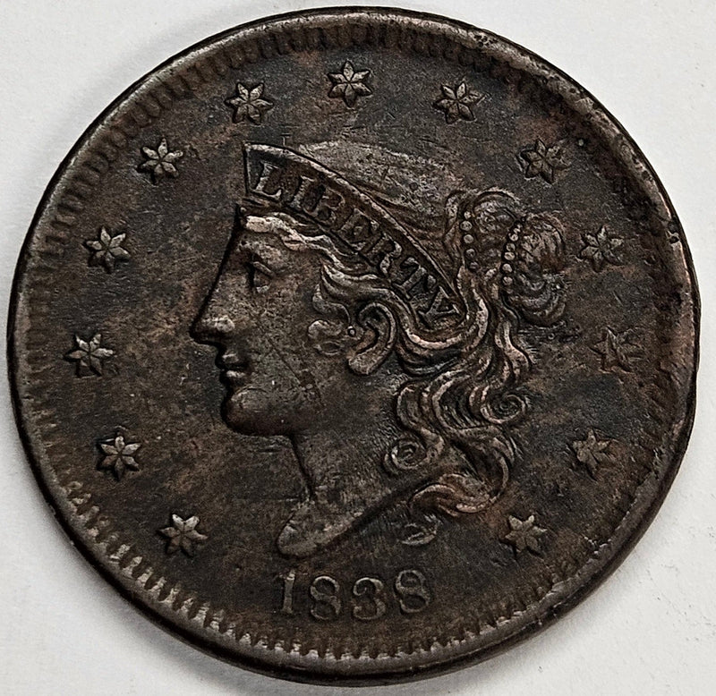 1838 Coronet Head Large Cent Extremely Fine