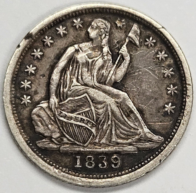 1839-O Seated Liberty Half Dime XF rotated die