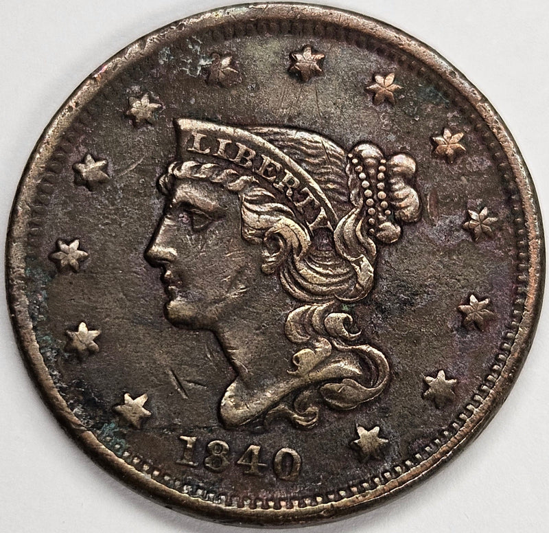1840 Braided Hair Large Cent Extremely Fine