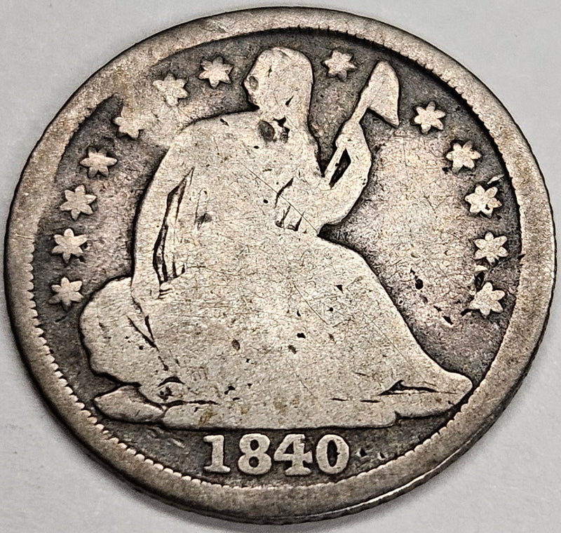 1840 No Drapery Seated Liberty Half Dime . . . . Good bent