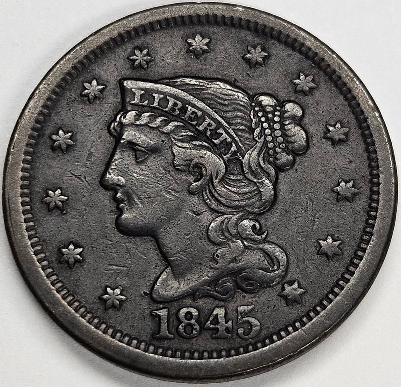 1845 Braided Hair Large Cent . . . . Choice About Uncirculated