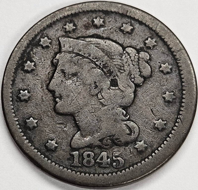 1845 Braided Hair Large Cent . . . . Fine