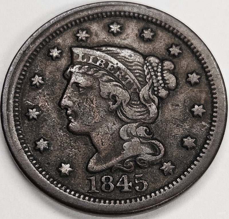 1845 Braided Hair Large Cent . . . . Extremely Fine