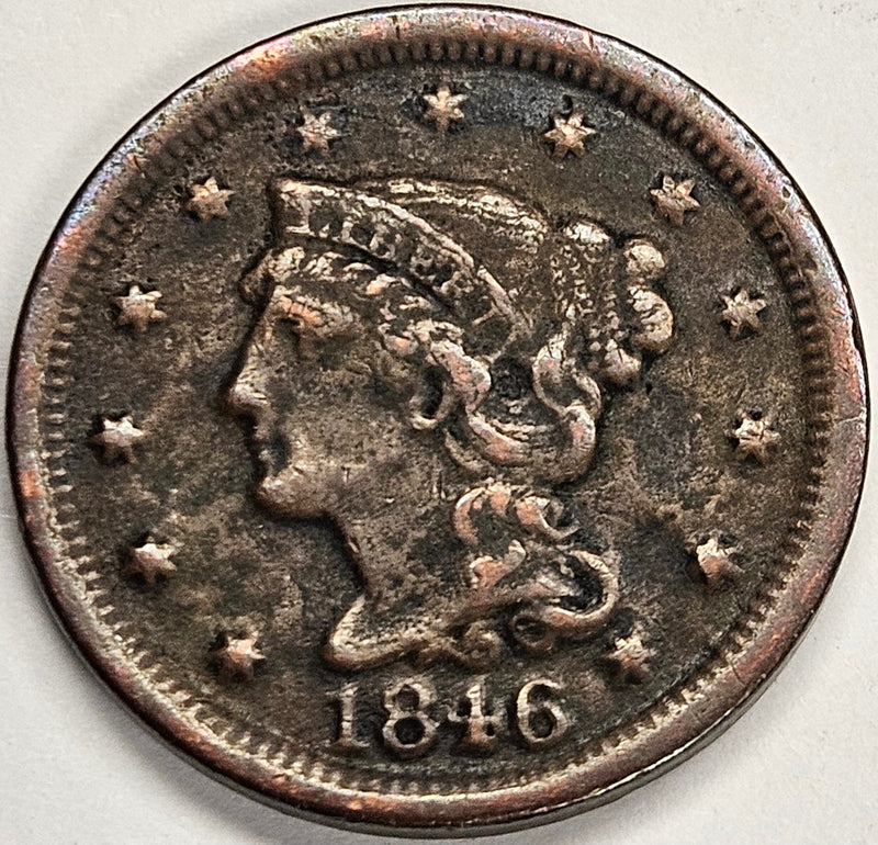 1846 Small Date Braided Hair Large Cent Very Fine