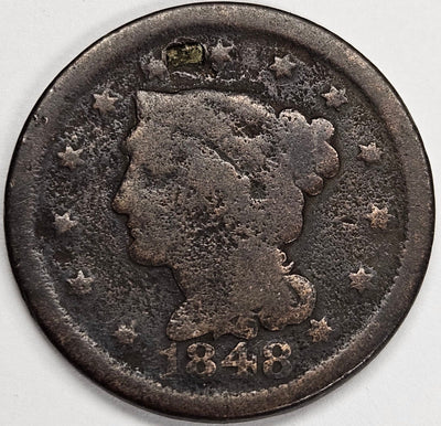1848 Braided Hair Large Cent Good dig on obverse