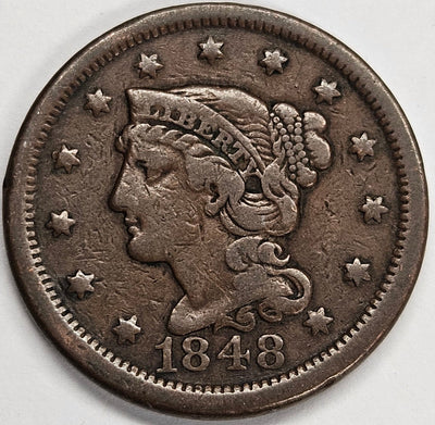 1848 Braided Hair Large Cent Very Fine
