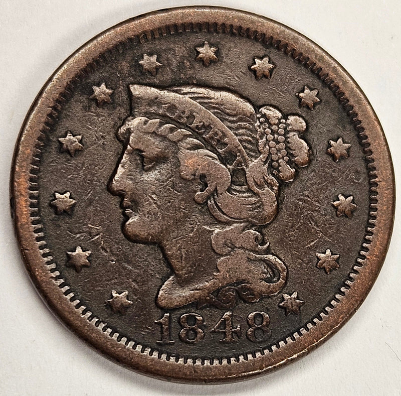 1848 Braided Hair Large Cent Fine